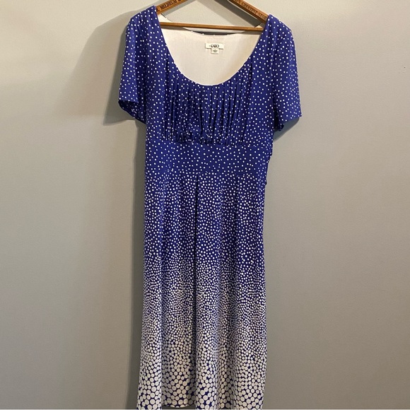 Cato Womens Purple White Poka Dot Dress Size Large Short Sleeve - Picture 2 of 10